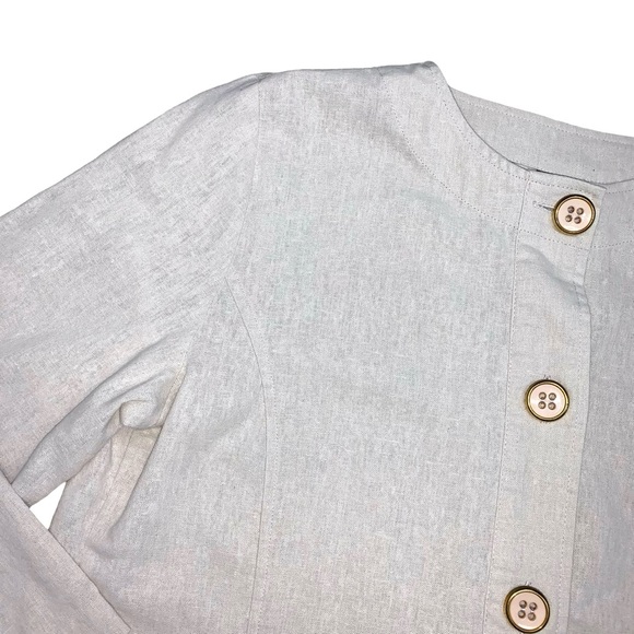 Vintage Tudor Court by Haband Lightweight Linen Blazer Jacket Neutral Casual - Picture 2 of 12